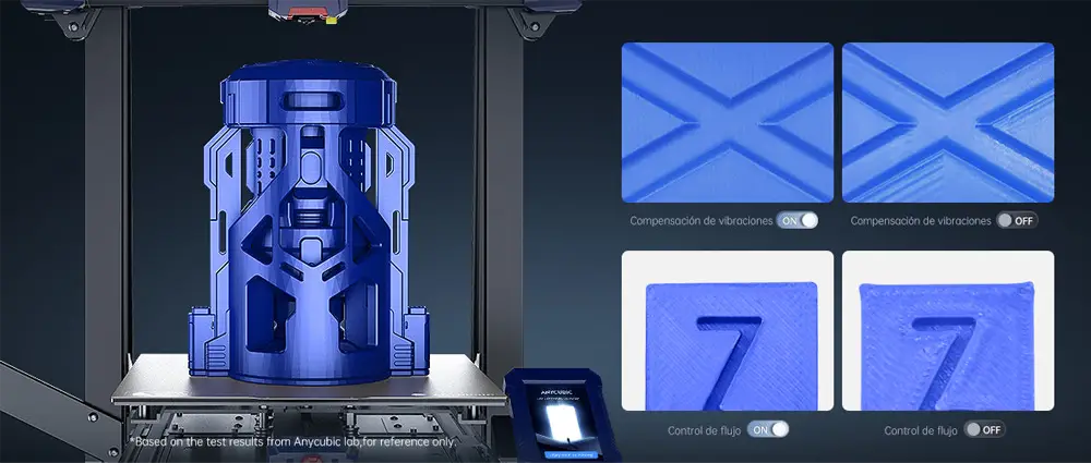 Compensación de vibraciones y control de flujo Anycubic kobra 2 plus
