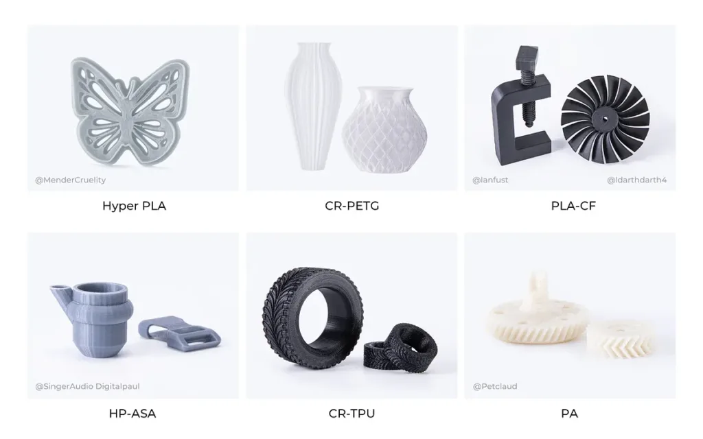 CR-10 SE imprime bien una amplia gama de filamentos