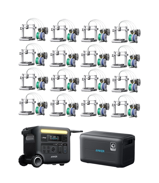 16 Impresoras A1 Combo Bambu Lab + Anker SOLIX F2600 + Anker SOLIX BP2600